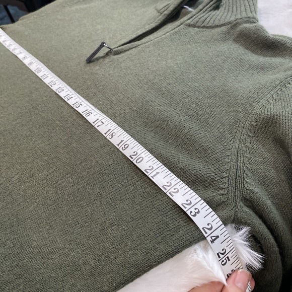 Columbia Mens Mock Neck 1/4 Zip Pullover Sweater, Olive Green, Knit Long Sleeve - Picture 3 of 9